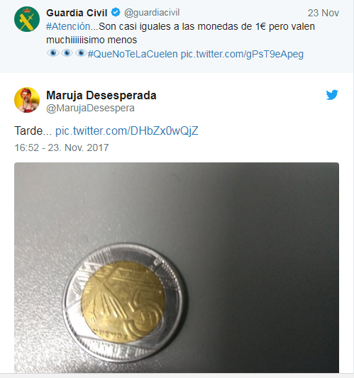 La Guardia Civil advierte del timo de la moneda de 1 euro que está circulando