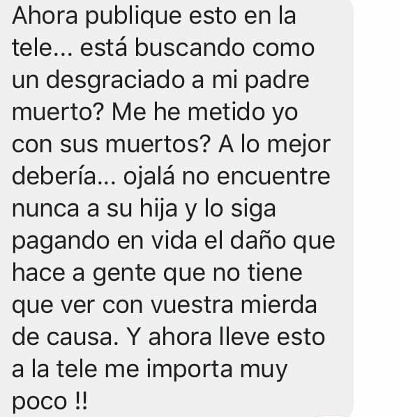 La novia de Samuel Benítez: Ojalá no encuentre nunca a su hija 