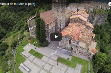 Castellfollit de la Roca en Gerona, a vista de drone